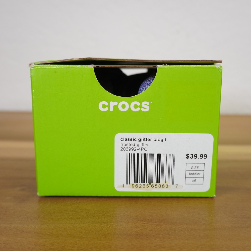 Crocs Classic Glitter Clog Toddler C6 Frosted Purple Sparkly Slip On Shoes - Picture 8 of 9